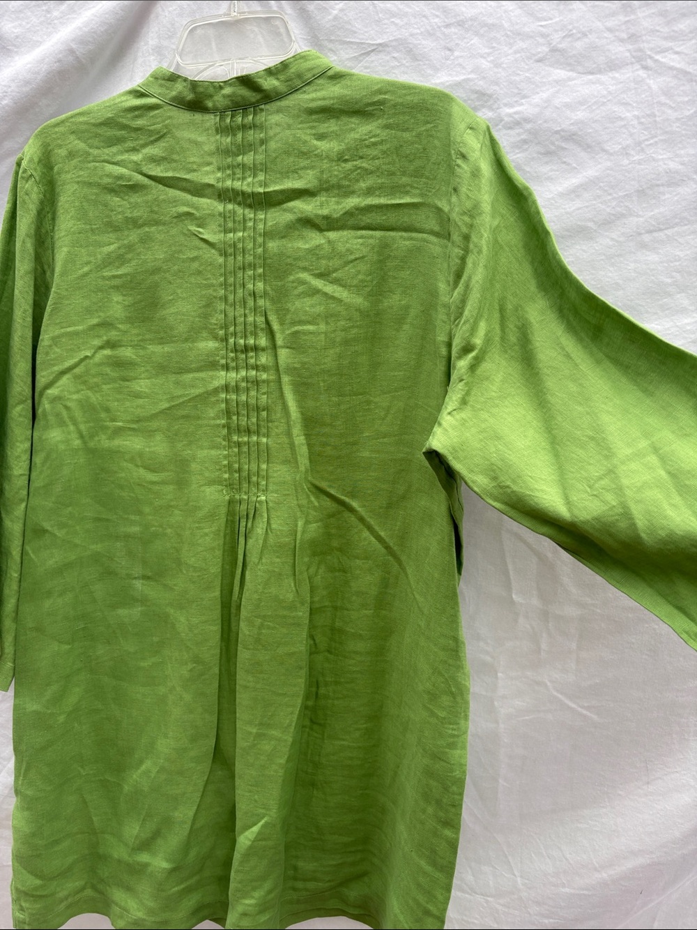 J. Jill Light Green Linen Pintuck Blouse - Picture 7 of 10